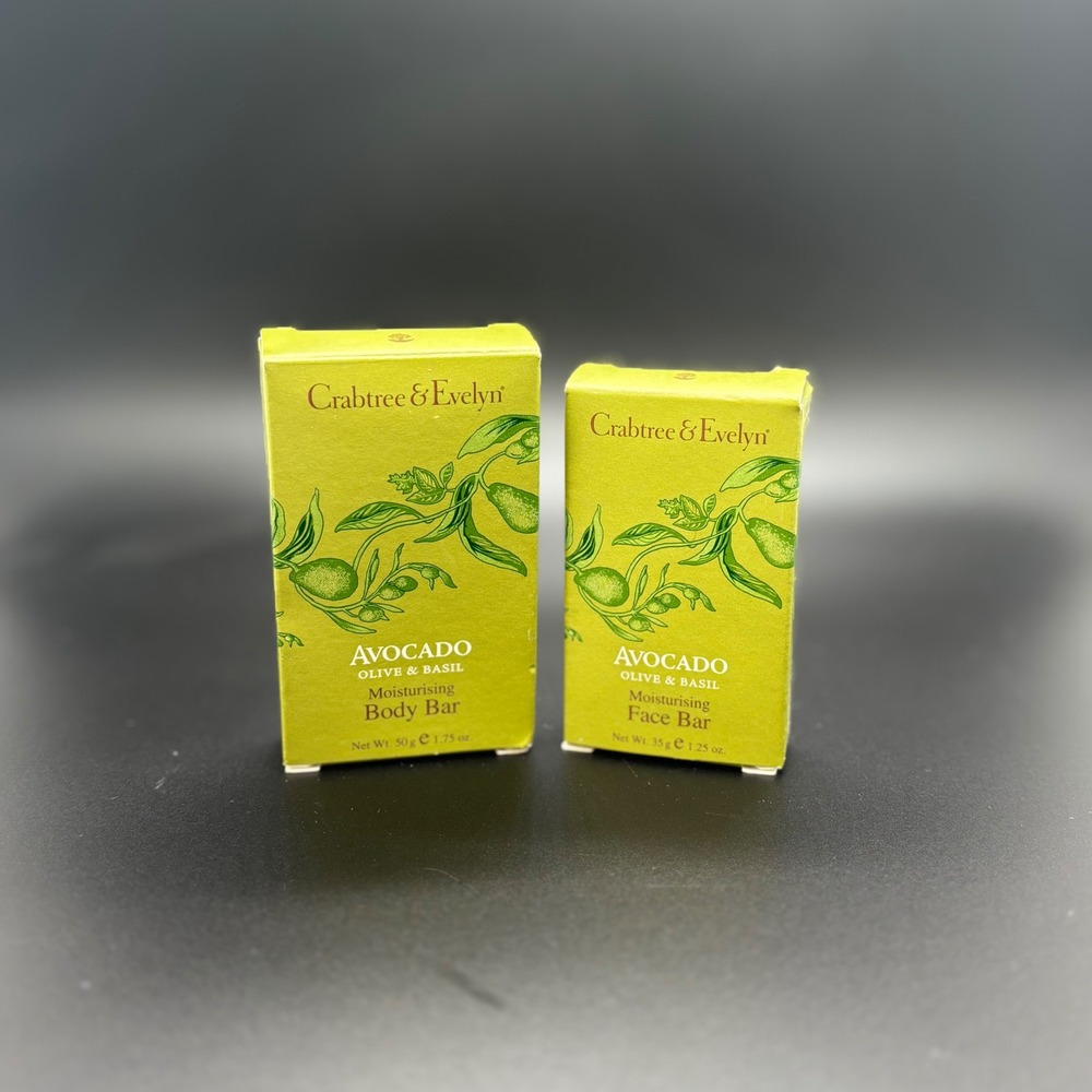 Crabtree & Evelyn Avocado Olive & Basil Moisturizing Body & Face Bar Soap Set
